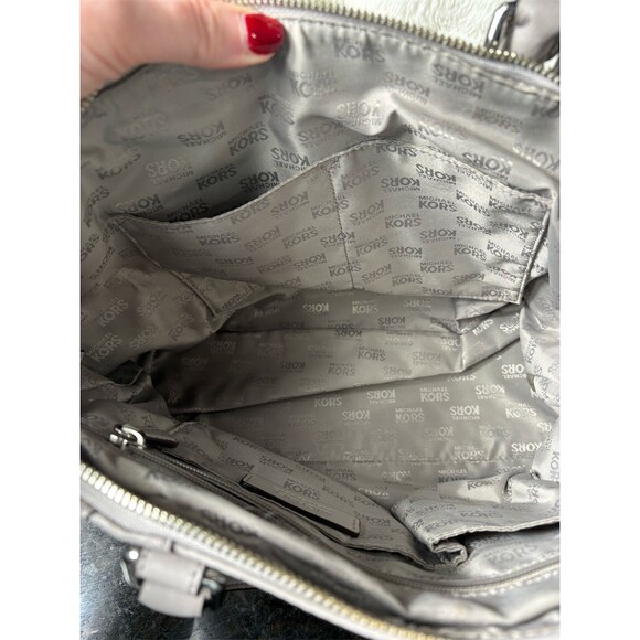 Michael Kors Satchel Shoulder Bag Womens Medium Gray Pebbled Leather MK - Picture 11 of 11